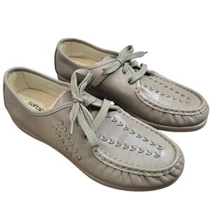 Softspots Women's Size 11 Wide Gray Leather Moccasin Lace Up Comfort Shoes